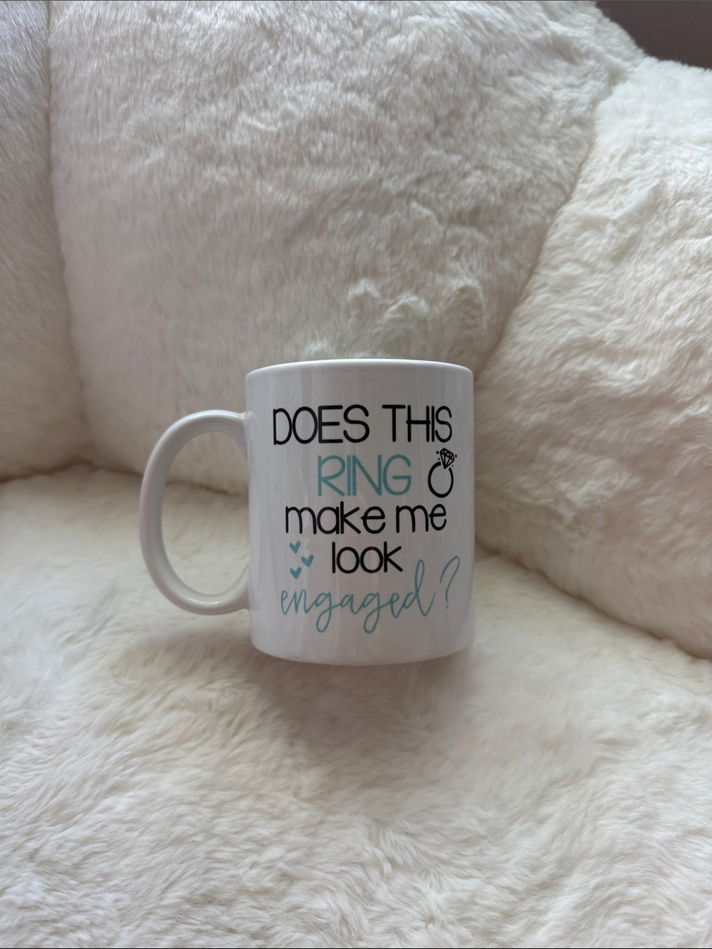 Engagement new brides mug coffee tee white Tiffany blue ring wedding